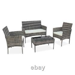 Rattan Furniture Garden Outdoor 4pcs patio Table Chairs Set With Table & Cushions