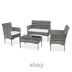 Rattan Furniture Garden Outdoor 4pcs patio Table Chairs Set With Table & Cushions