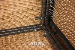 Rattan Furniture Set 4PCS Table Patio Garden Armchair Sofa Glass Coffee Brown