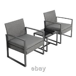 Rattan Furniture Set Bistro 2 Seater Garden Patio Table And Chairs with Cushion