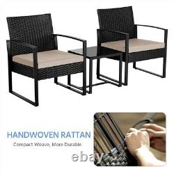 Rattan Furniture Sets 2 Seater Garden Chairs and Patio Table 3pcs Bistro Sets