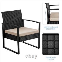 Rattan Furniture Sets 2 Seater Garden Chairs and Patio Table 3pcs Bistro Sets