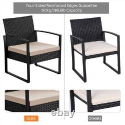 Rattan Furniture Sets 2 Seater Garden Chairs and Patio Table 3pcs Bistro Sets
