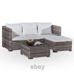 Rattan Furniture Sofa Set Garden L Shape Lounger Coffee Table Chair 3 Piece New