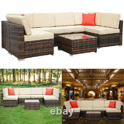 Rattan Garden 7 Pcs Furniture Set Sofa Patio Outdoor Table Chairs Patio Set UK