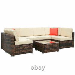 Rattan Garden 7 Pcs Furniture Set Sofa Patio Outdoor Table Chairs Patio Set UK