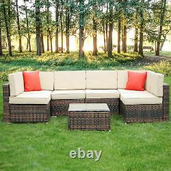 Rattan Garden 7 Pcs Furniture Set Sofa Patio Outdoor Table Chairs Patio Set UK