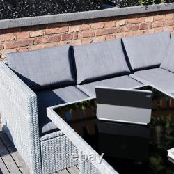 Rattan Garden 9 Seater Outdoor Set Furniture Sofa Chairs Table Bench Patio, Grey
