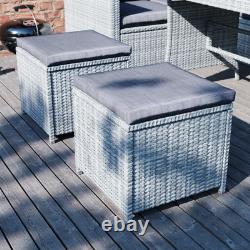 Rattan Garden 9 Seater Outdoor Set Furniture Sofa Chairs Table Bench Patio, Grey