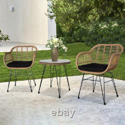 Rattan Garden Bistro Set Conservatory Outdoor Patio Furniture 1 Table & 2 Chairs