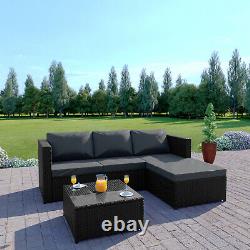 Rattan Garden Corner Sofa And Table Patio Furniture Chair Set Black Grey Brown