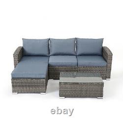 Rattan Garden Corner Sofa Set Lounge withCushions Outdoor Patio Furniture Grey