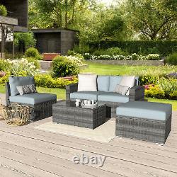 Rattan Garden Corner Sofa Table Patio Outdoor Furniture Set 5pcs ExtraLarge Grey