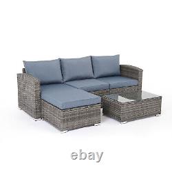 Rattan Garden Corner Sofa Table Patio Outdoor Furniture Set 5pcs ExtraLarge Grey