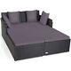 Rattan Garden Daybed Furniture Set Patio Sun Bed 2 Seater Lounger With Cushions