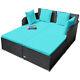 Rattan Garden Daybed Furniture Set Patio Sun Bed 2 Seater Lounger With Cushions