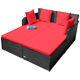 Rattan Garden Daybed Furniture Set Patio Sun Bed 2 Seater Lounger With Cushions