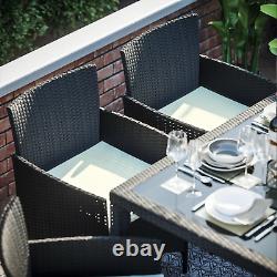 Rattan Garden Dining Set Furniture Table Chairs Outdoor 6 Seater Patio Black
