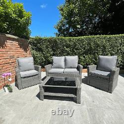 Rattan Garden Furniture 4 Piece Bistro Outdoor Patio Chairs Coffee Table Sofa