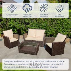 Rattan Garden Furniture 4 Piece Bistro Outdoor Patio Chairs Coffee Table Sofa