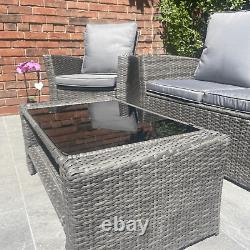 Rattan Garden Furniture 4 Piece Bistro Outdoor Patio Chairs Coffee Table Sofa