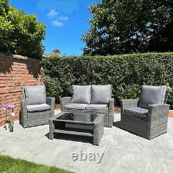 Rattan Garden Furniture 4 Piece Bistro Outdoor Patio Chairs Coffee Table Sofa