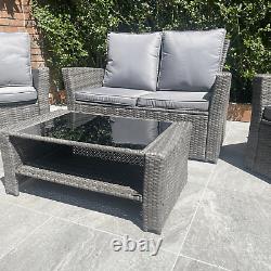 Rattan Garden Furniture 4 Piece Bistro Outdoor Patio Chairs Coffee Table Sofa