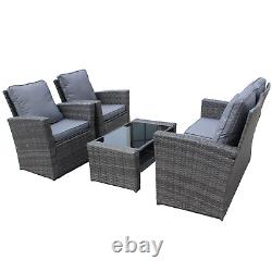 Rattan Garden Furniture 4 Piece Bistro Outdoor Patio Chairs Coffee Table Sofa