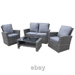 Rattan Garden Furniture 4 Piece Bistro Outdoor Patio Chairs Coffee Table Sofa