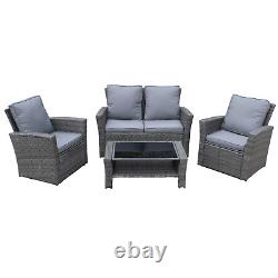 Rattan Garden Furniture 4 Piece Bistro Outdoor Patio Chairs Coffee Table Sofa