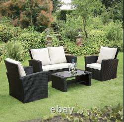 Rattan Garden Furniture 4 Piece Patio Dining Table Set Chairs Black Brown Grey