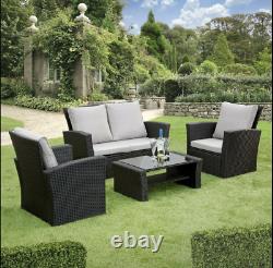 Rattan Garden Furniture 4 Piece Patio Dining Table Set Chairs Black Brown Grey