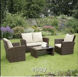 Rattan Garden Furniture 4 Piece Patio Dining Table Set Chairs Black Brown Grey