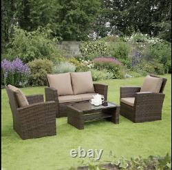 Rattan Garden Furniture 4 Piece Patio Dining Table Set Chairs Black Brown Grey