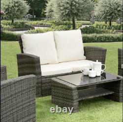 Rattan Garden Furniture 4 Piece Patio Dining Table Set Chairs Black Brown Grey