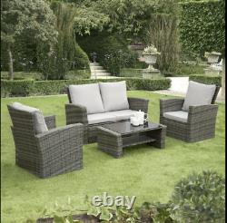 Rattan Garden Furniture 4 Piece Patio Dining Table Set Chairs Black Brown Grey