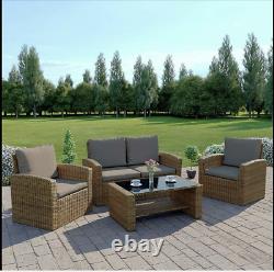 Rattan Garden Furniture 4 Piece Patio Dining Table Set Chairs Black Brown Grey