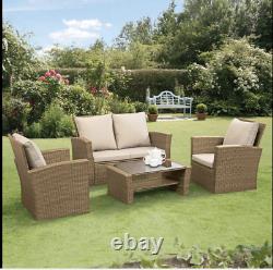 Rattan Garden Furniture 4 Piece Patio Dining Table Set Chairs Black Brown Grey