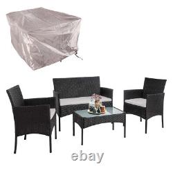 Rattan Garden Furniture 4 Piece Set Outdoor Patio Sofa Table Chairs Rain Covers