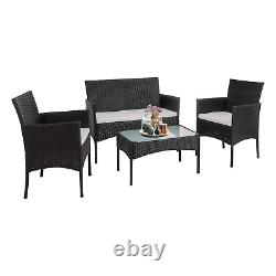 Rattan Garden Furniture 4 Piece Set Outdoor Patio Sofa Table Chairs Rain Covers