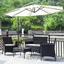 Rattan Garden Furniture 4 Piece Set Outdoor Patio Sofa Table Chairs Rain Covers