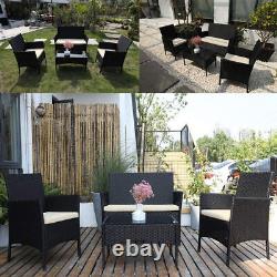 Rattan Garden Furniture 4 Piece Set Outdoor Patio Sofa Table Chairs Rain Covers