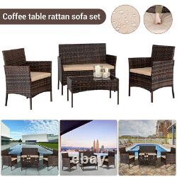 Rattan Garden Furniture 4 Piece Set Outdoor Wicker Patio Chairs Table Sofa Set