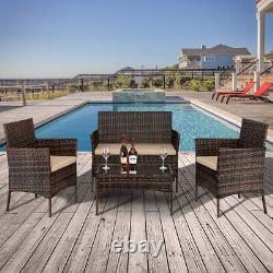 Rattan Garden Furniture 4 Piece Set Outdoor Wicker Patio Chairs Table Sofa Set