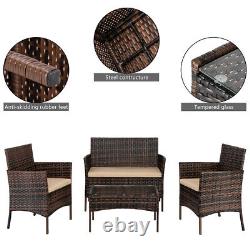 Rattan Garden Furniture 4 Piece Set Outdoor Wicker Patio Chairs Table Sofa Set