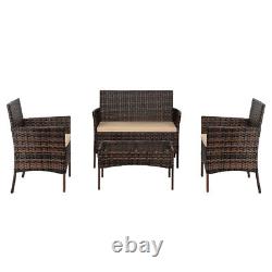 Rattan Garden Furniture 4 Piece Set Outdoor Wicker Patio Chairs Table Sofa Set