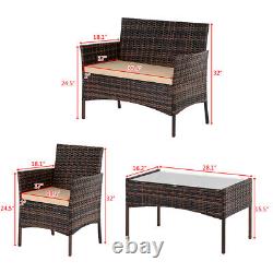 Rattan Garden Furniture 4 Piece Set Outdoor Wicker Patio Chairs Table Sofa Set