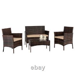 Rattan Garden Furniture 4 Piece Set Outdoor Wicker Patio Chairs Table Sofa Set
