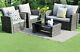 Rattan Garden Furniture 4 Piece Set Patio Sofa Table 2 Chairs Grey Or Brown