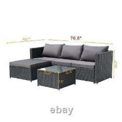 Rattan Garden Furniture 4 Seater Corner Sofa Wide Table Lounge Outdoor Patio Set